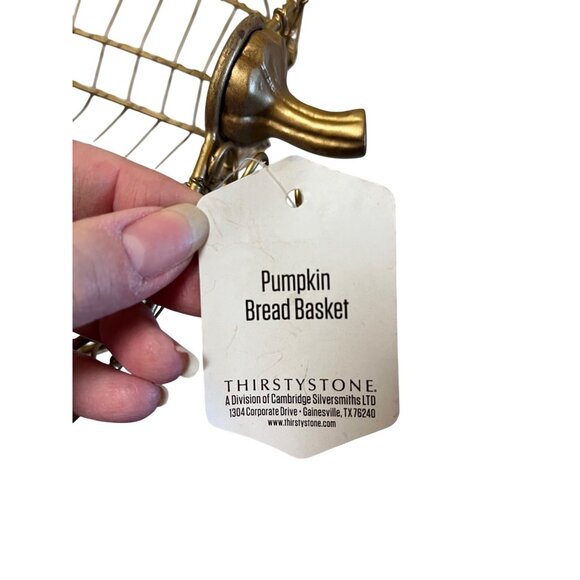 Burnished Gold Wire Pumpkin Bread Basket By Thirstystone 13"x14"x6" Decorative - Picture 3 of 7
